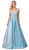 Dancing Queen - 2747 Lace Appliqued Pleated A-Line Prom Dress In Blue