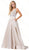 Dancing Queen - 2748 Beaded Plunging V-Neck Prom Dress In Neutral