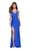 La Femme - 27581 Ornate Crisscross-Strapped Back High Slit Gown
