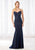 Cameron Blake - 218614 Spaghetti Strap Trumpet Jersey Formal Dress in Blue
