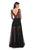 La Femme - 27652 Beaded Deep V-neck Long Sleeve Tulle Dress