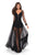 La Femme - 27652 Beaded Deep V-neck Long Sleeve Tulle Dress