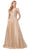 Dancing Queen - 2775 Embellished V-neck Long A-line Dress In Gold
