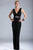 Janique 2776 Adorable Ruched Evening Gown with a Plunging Neckline In Black