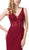 Dancing Queen - 2781 Lace Plunging V-neck Trumpet Dress In Red