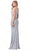 Dancing Queen - 2791 V-Neck Fitted Sheath Prom Dress In Silver