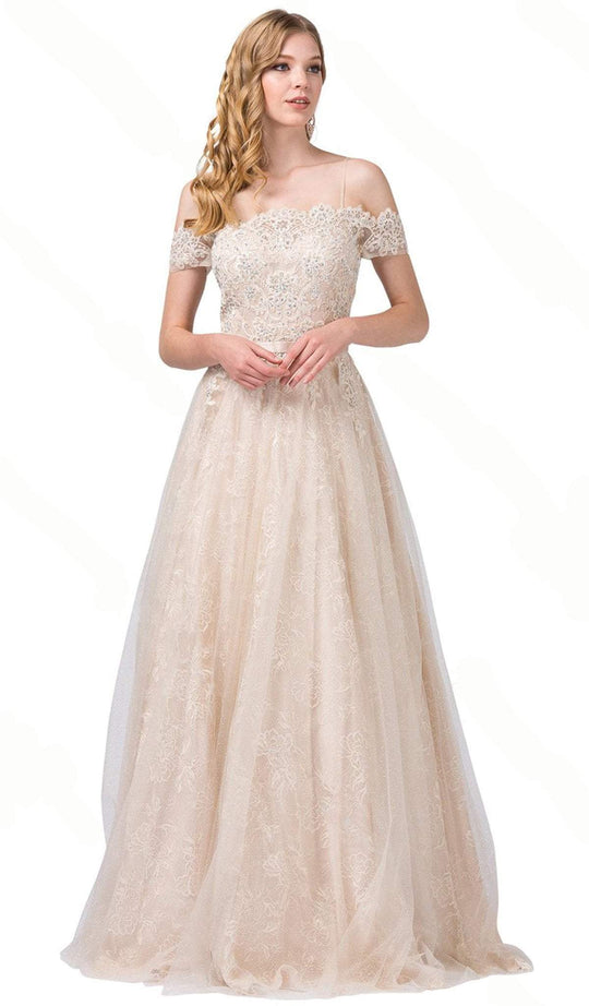 Dancing Queen - 2796 Lace Embroidered Prom Gown In Neutral