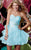 Alyce Paris  - 3545 Strapless  Flared Ruffles Cocktail Dress in Blue