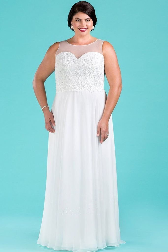 SC5220 Beaded Floral Lace Chiffon A-line Gown