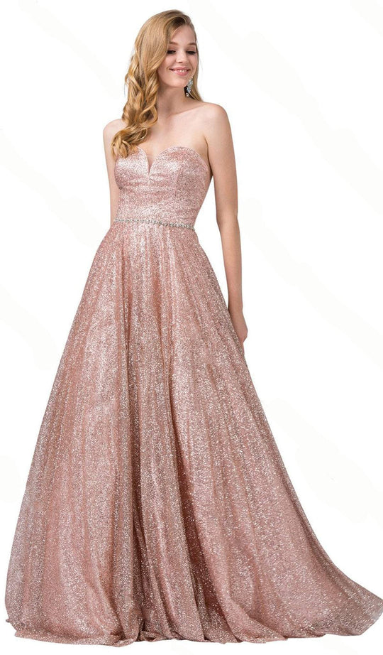 Dancing Queen - 2804 Sweetheart A-Line Prom Gown In Pink and Gold