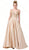 Dancing Queen - 2805 Plunging V-Neck A-Line Prom Gown In Neutral