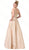 Dancing Queen - 2805 Plunging V-Neck A-Line Prom Gown In Neutral