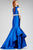 Jeweled V-Neck Mikado Mermaid Dress 28124