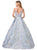 Dancing Queen - 2815 Deep V-neck Pleated Ballgown In Blue and Multi-Color