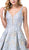 Dancing Queen - 2815 Deep V-neck Pleated Ballgown In Blue and Multi-Color