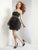 Janique 2816009 - Spaghetti Strap Ruffled Little Black Dress in Black