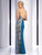 Clarisse - 2817 Sequined Contrast Panel Gown in Blue and Green
