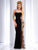 Clarisse - 2817 Sequined Contrast Panel Gown in Black