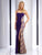 Clarisse - 2817 Sequined Contrast Panel Gown in Purple