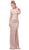 Dancing Queen - 2817 Embellished Plunging V-neck Sheath Dress In Pink and Gold