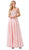 Dancing Queen - 2818 Beaded Lace Bodice Lace-Up Back Chiffon Gown In Pink