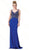 Dancing Queen - 2819 Bead Embellished Plunging Prom Dress in Blue