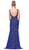 Dancing Queen - 2819 Bead Embellished Plunging Prom Dress in Blue