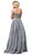 Dancing Queen - 2820 Beaded Off-Shoulder Pleated Ballgown In Gray