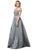 Dancing Queen - 2820 Beaded Off-Shoulder Pleated Ballgown In Gray