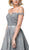 Dancing Queen - 2820 Beaded Off-Shoulder Pleated Ballgown In Gray
