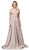 Dancing Queen - 2824 Iridescent Off Shoulder Gown with High Slit In Pink and Gold
