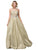 Dancing Queen - 2829 Embroidered Halter Neck Ballgown In Gold