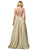 Dancing Queen - 2829 Embroidered Halter Neck Ballgown In Gold