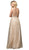 Dancing Queen - 2834 Plunging V-Neck A-Line Evening Gown In Gold