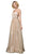 Dancing Queen - 2834 Plunging V-Neck A-Line Evening Gown In Gold