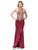 Dancing Queen - 2836 Appliqued Halter Gown with Slit In Red