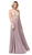 Dancing Queen - 2838 Beaded Keyhole Cutout Halter Long Dress In Pink