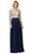 Dancing Queen - 2839 Long Sleeve Beaded Bodice A-Line Dress In Blue