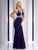 Clarisse - 2839 Bedazzled Halter Sheath Dress in Blue