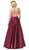 Dancing Queen - 2840 Long Sleeve Beaded High Slit Satin Dress In Red