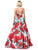 Dancing Queen - 2845 Floral Ruched V-Neck Ballgown In White and Red