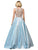Dancing Queen - 2853 Plunging V Neck Beaded Back Pleated Ballgown In Blue