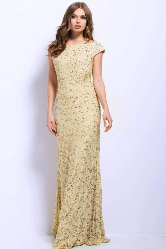 28650 Cap Sleeve Bateau Lace Gown