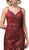 Dancing Queen - 2875 Pleated Surplice High Slit Metallic Dress In Red