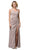 Dancing Queen - 2875 Pleated Surplice High Slit Metallic Dress In Pink and Gold