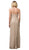 Dancing Queen - 2875 Pleated Surplice High Slit Metallic Dress In Gold