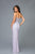 Scala - 48940 Embellished Halter Gown with Slit In Purple and Silver