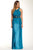 Sue Wong - N4312 Pleated Embroidered Empire Waist Sheath Gown in Blue and Green
