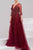 Jovani - 29084 Quarter Sleeve Ornate Illusion Tulle Gown In Red