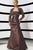 Alyce Paris - Embellished Ruched Dress in Brown